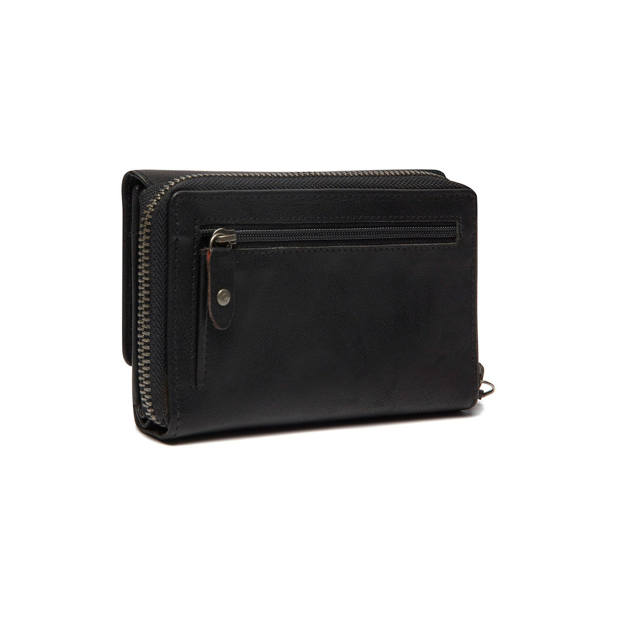 Rhodos Full-Grain Leather Wallet för Dam - Structured Side Profile Showing Gusset Depth &amp; Expansion Capacity