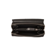 Solid Antique Brass Hardware &amp; Heavy-Duty Dual Zipper Detail on Salviano Full-Grain Leather Wallet för Dam