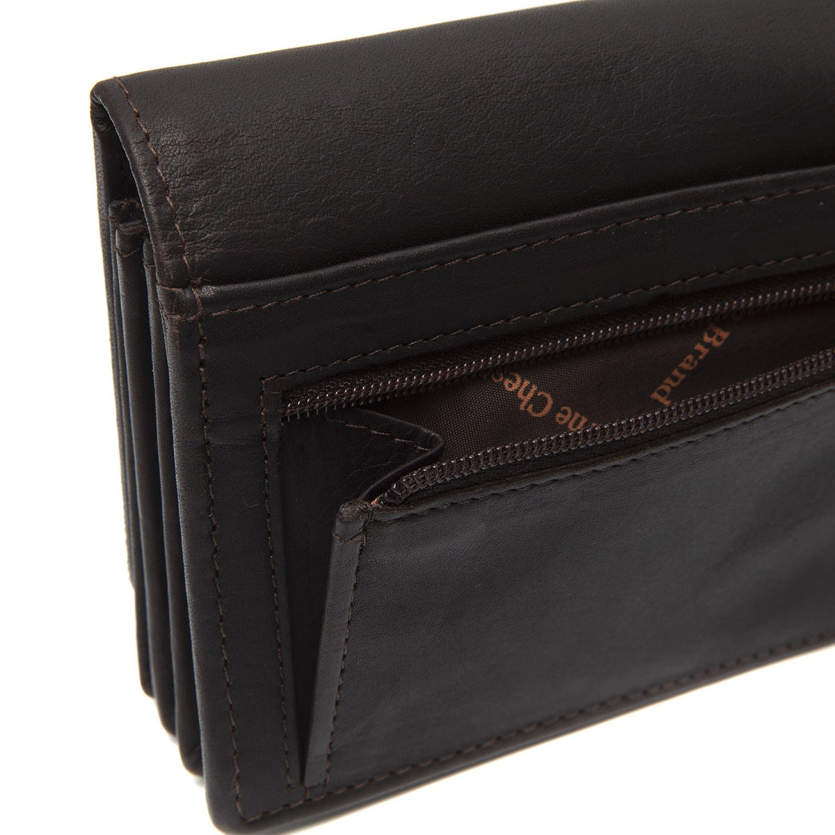 Solid Antique Brass Hardware &amp; Heavy-Duty Dual Zipper Detail on Salzburg Full-Grain Leather Wallet för Dam