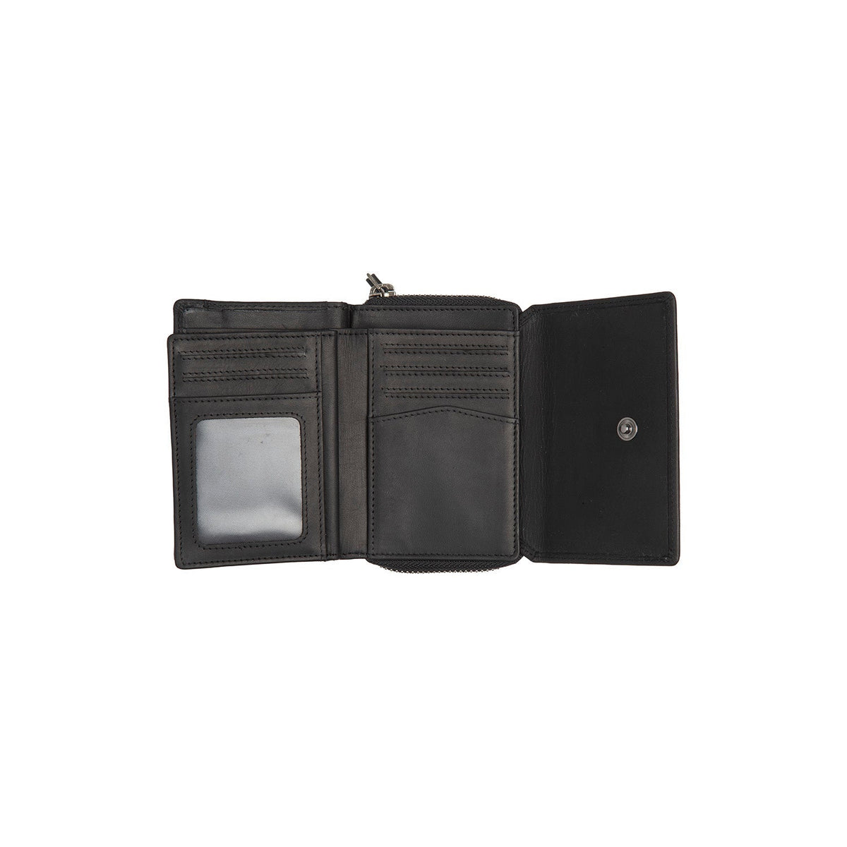Sorraia Full-Grain Leather Wallet för Dam - Structured Side Profile Showing Gusset Depth &amp; Expansion Capacity