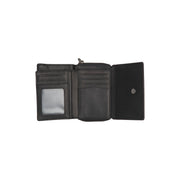 Sorraia Full-Grain Leather Wallet för Dam - Structured Side Profile Showing Gusset Depth &amp; Expansion Capacity
