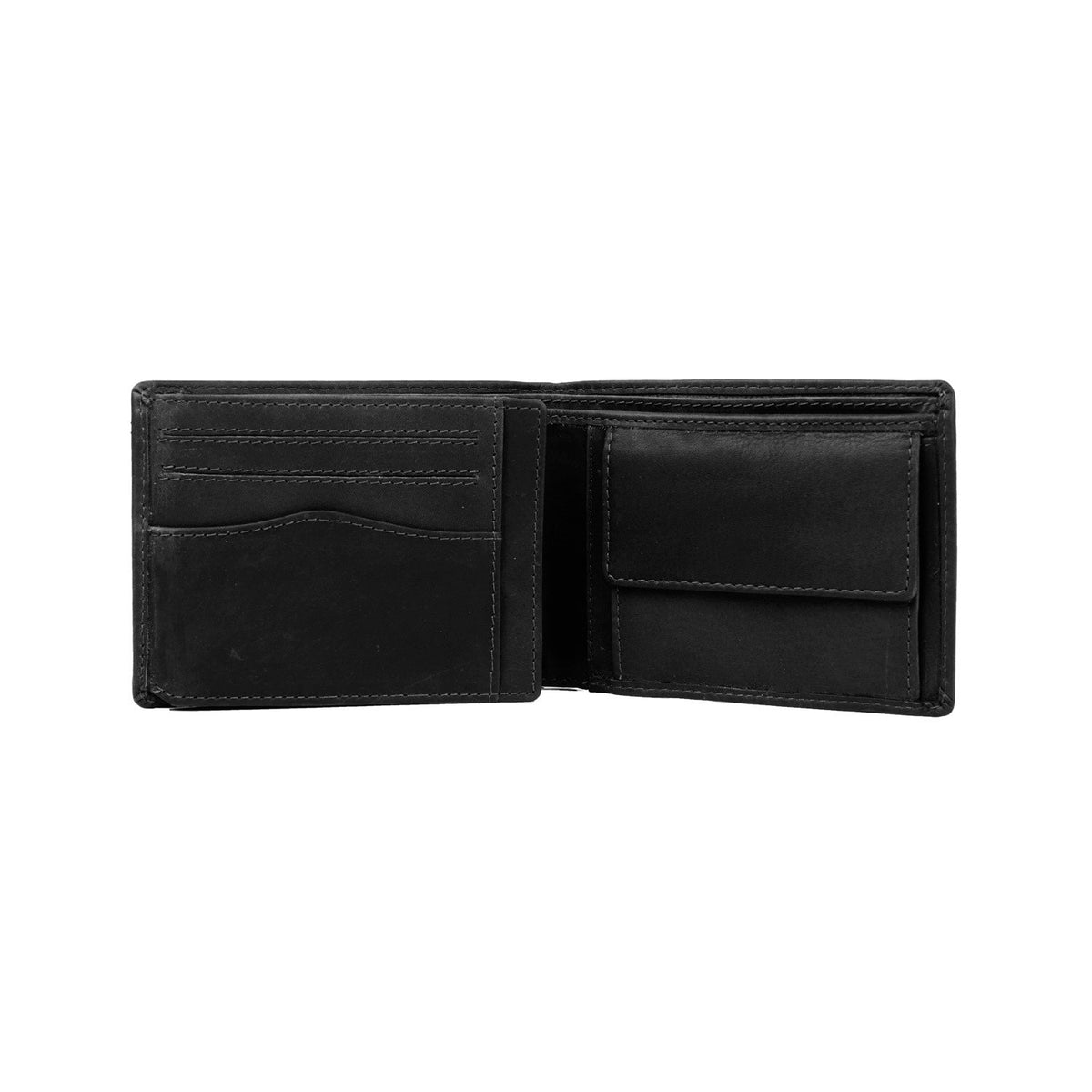 Timo Full-Grain Leather Wallet för Herr - Structured Side Profile Showing Gusset Depth &amp; Expansion Capacity