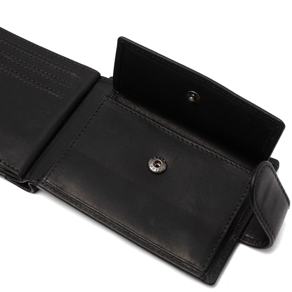 Solid Antique Brass Hardware &amp; Heavy-Duty Dual Zipper Detail on Yamba Full-Grain Leather Wallet för Herr