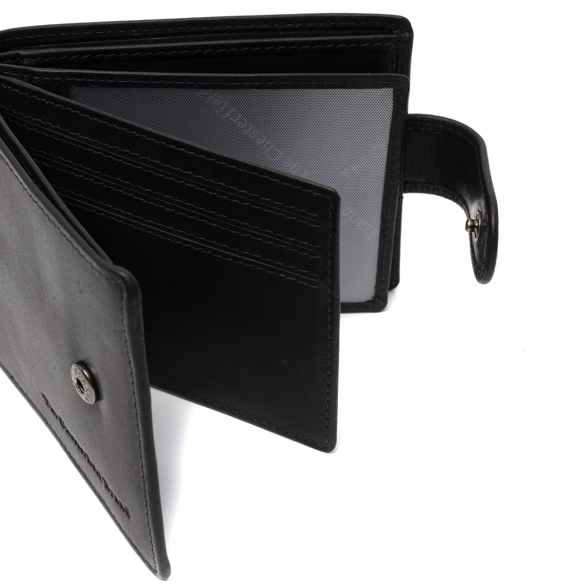 Yamba Full-Grain Leather Wallet för Herr - Structured Side Profile Showing Gusset Depth &amp; Expansion Capacity