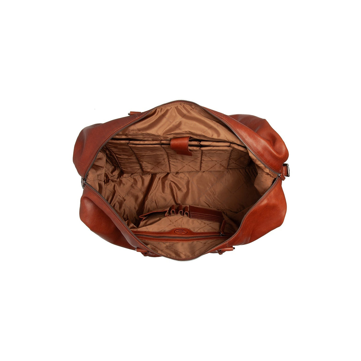 Solid Antique Brass Hardware &amp; Heavy-Duty Dual Zipper Detail on Cavoli Full-Grain Leather Weekender Bag för Dam
