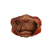 Solid Antique Brass Hardware &amp; Heavy-Duty Dual Zipper Detail on Cavoli Full-Grain Leather Weekender Bag för Dam