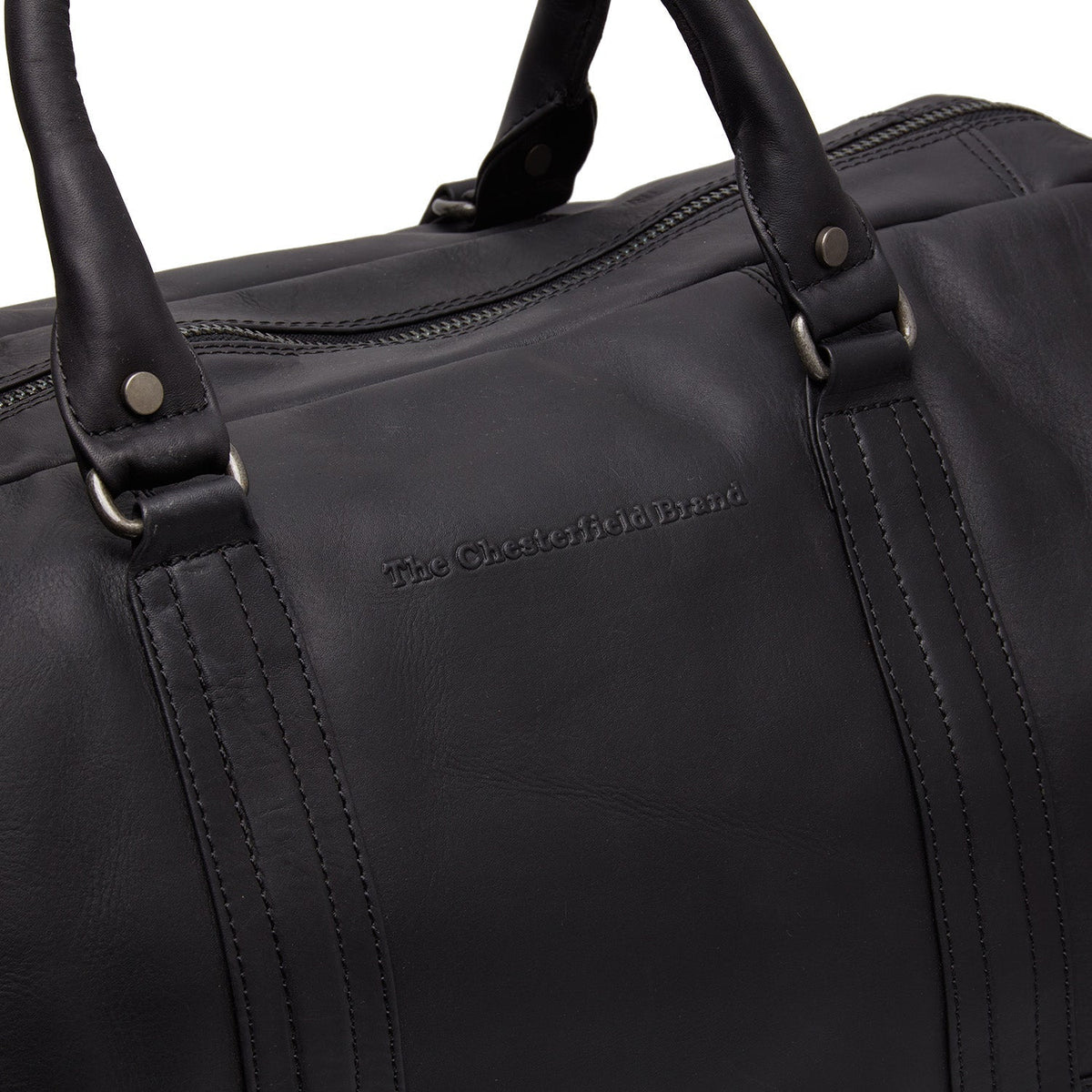 Solid Antique Brass Hardware &amp; Heavy-Duty Dual Zipper Detail on Melbourne Full-Grain Leather Weekender Bag för Dam