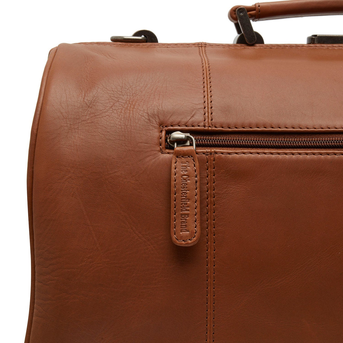 Texel Full-Grain Leather Weekender Bag för Dam - Structured Side Profile Showing Gusset Depth &amp; Expansion Capacity