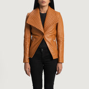 Women's Lee Ljusbrun Brun Leather Blazer för Dam in Tan Brown Sheepskin Leather - Front Profile View &amp; Tailored Silhouette | Buy Online