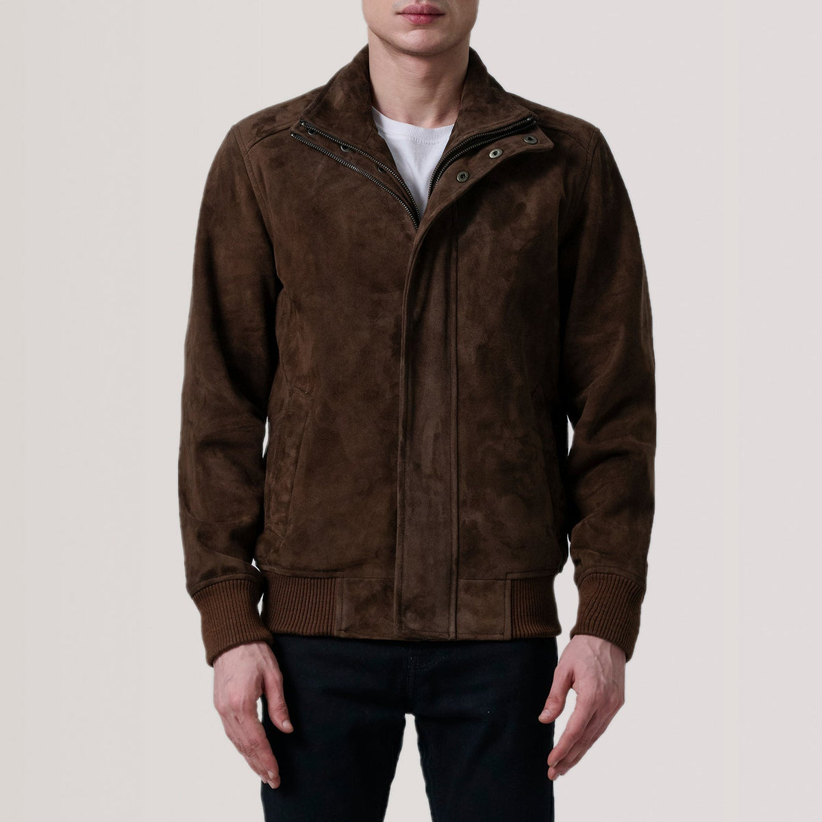 
Lester Brun Suede Bomberjacka i Läder för Herr – alternate product view 3