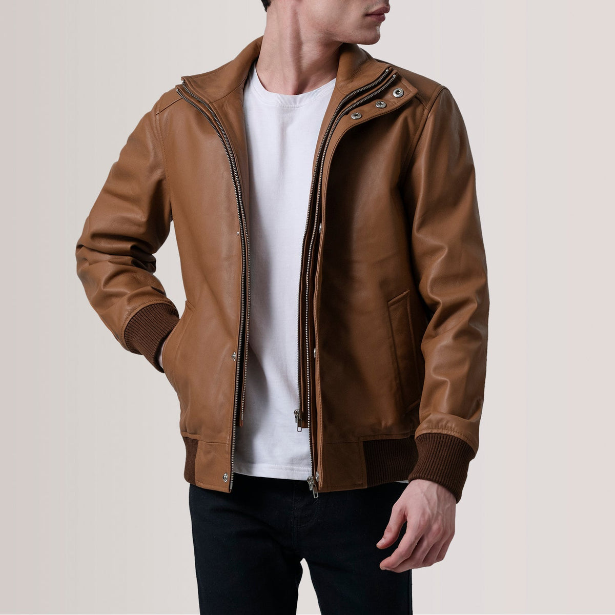 
Lester Brun Suede Bomberjacka i Läder för Herr – alternate product view 1