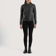Luna Hooded Bomberjacka i Läder för Dam – alternate product view 3
