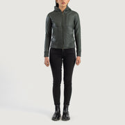 Luna Hooded Bomberjacka i Läder för Dam – alternate product view 3