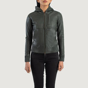 Luna Hooded Bomberjacka i Läder för Dam – alternate product view 4
