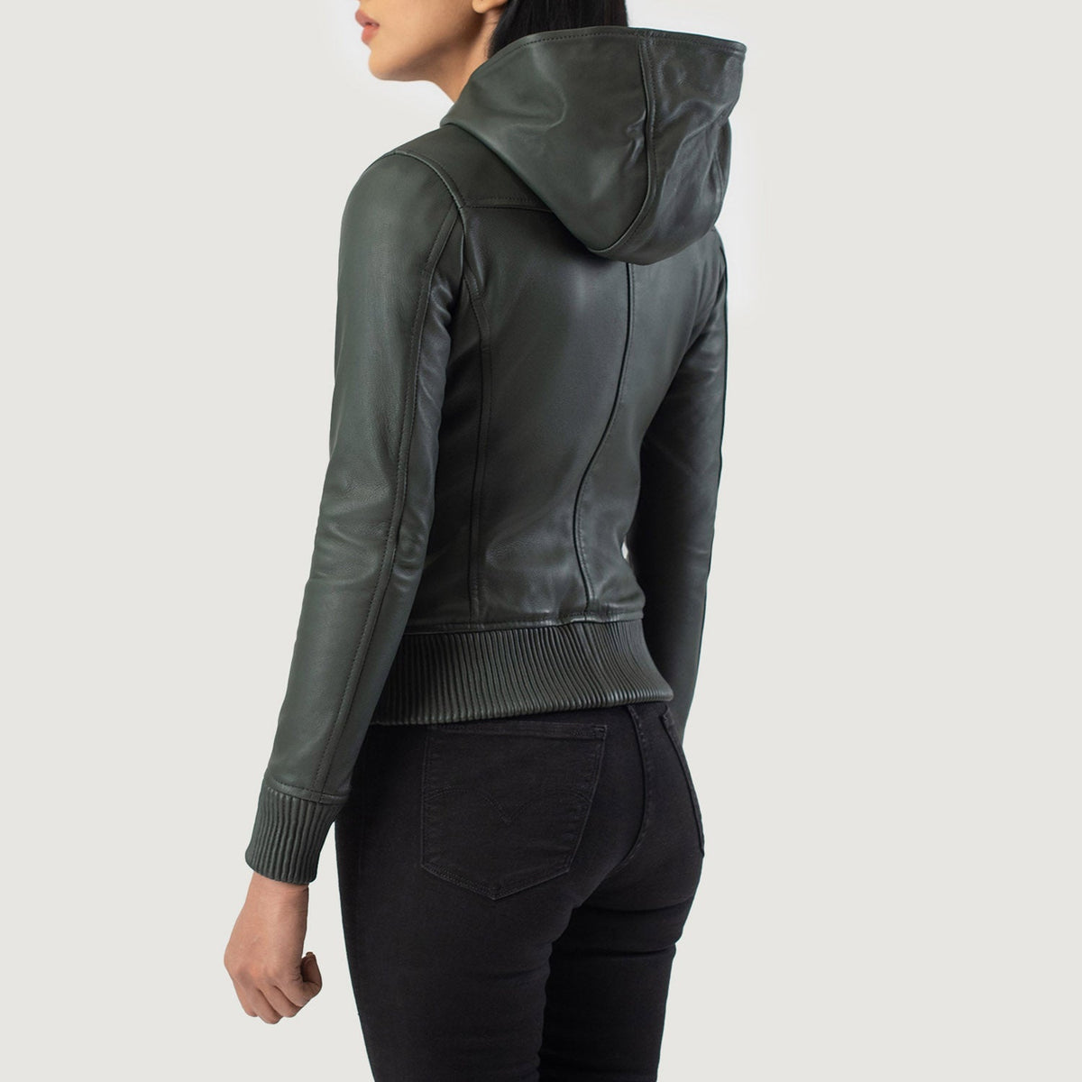 Luna Hooded Bomberjacka i Läder för Dam – alternate product view 5