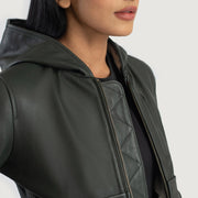 Luna Hooded Bomberjacka i Läder för Dam – alternate product view 6