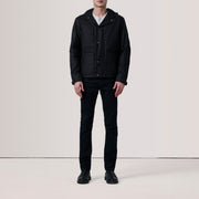 
Black Waxed Cotton Canvas Hooded Jacket - Bakifrån med perfekt axelpassform och ren fåll