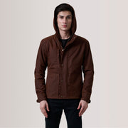 
Authentic Waxed Cotton Canvas Grain Texture & Heavy-Duty Seam Stitching Detail