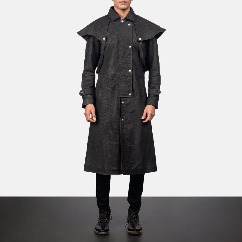 Maverick Svart Leather Duster för Herr