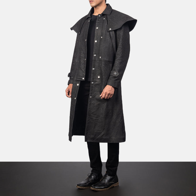 Maverick Svart Leather Duster för Herr