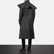 
Maverick Svart Leather Duster för Herr - Sidoprofil som visar ärmskärning