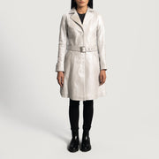 
Närbildsdetalj of Notch & Button Hardware on Moonlight Silver Trenchcoat i Läder för Dam
