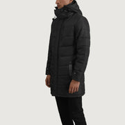 
Black Full-Grain Leather Hooded Jacket - Bakifrån med perfekt axelpassform och ren fåll