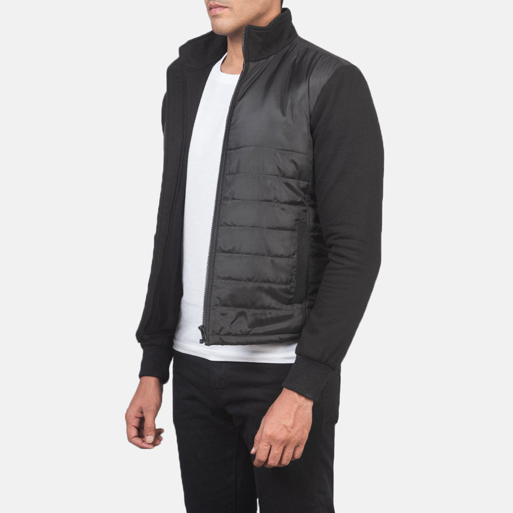 
Black Polyester (Torso) &Amp; Knitted Fabric (Sleeves) Winter Jacket - Bakifrån med perfekt axelpassform och ren fåll