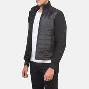 
Black Polyester (Torso) &Amp; Knitted Fabric (Sleeves) Winter Jacket - Bakifrån med perfekt axelpassform och ren fåll