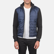 
Nashville Quiltad Blå Windbreaker Läderjacka för Herr in Blue & Black Nylon (Torso) &Amp; Knitted Fabric (Sleeves) - Framifrån med skräddarsydd silhuett | Handla online