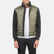 
Nashville Quiltad Grön Windbreaker Läderjacka för Herr in Green & Black Nylon (Torso) &Amp; Knitted Fabric (Sleeves) - Framifrån med skräddarsydd silhuett | Handla online