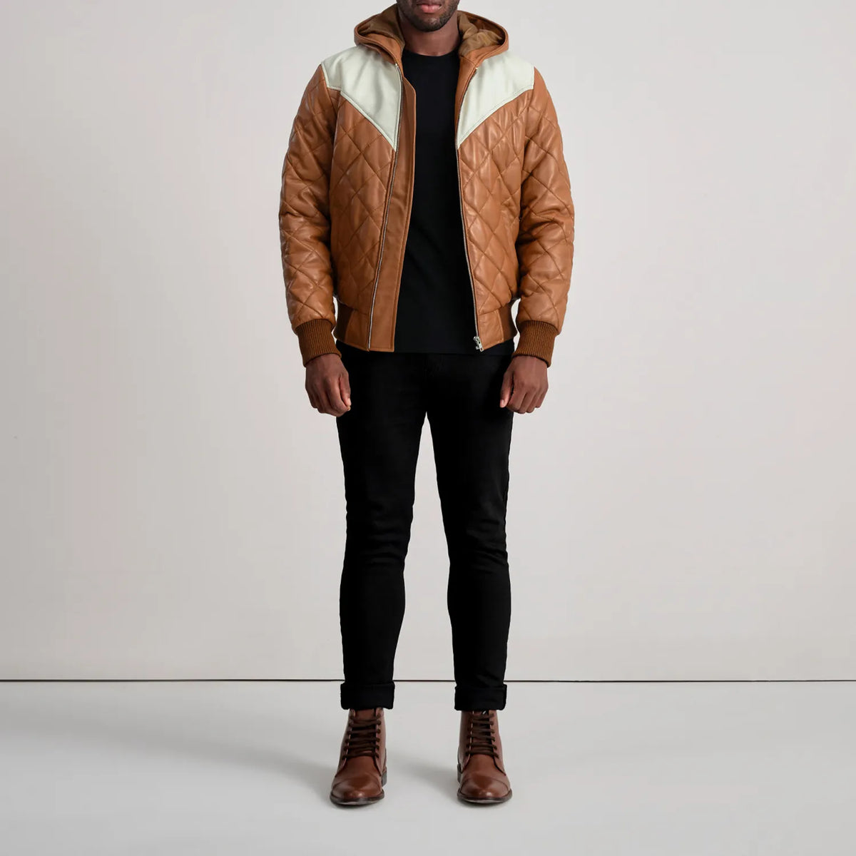 
Norman Läderjacka Ljusbrun Puffer Läderjacka för Herr – alternate product view 3