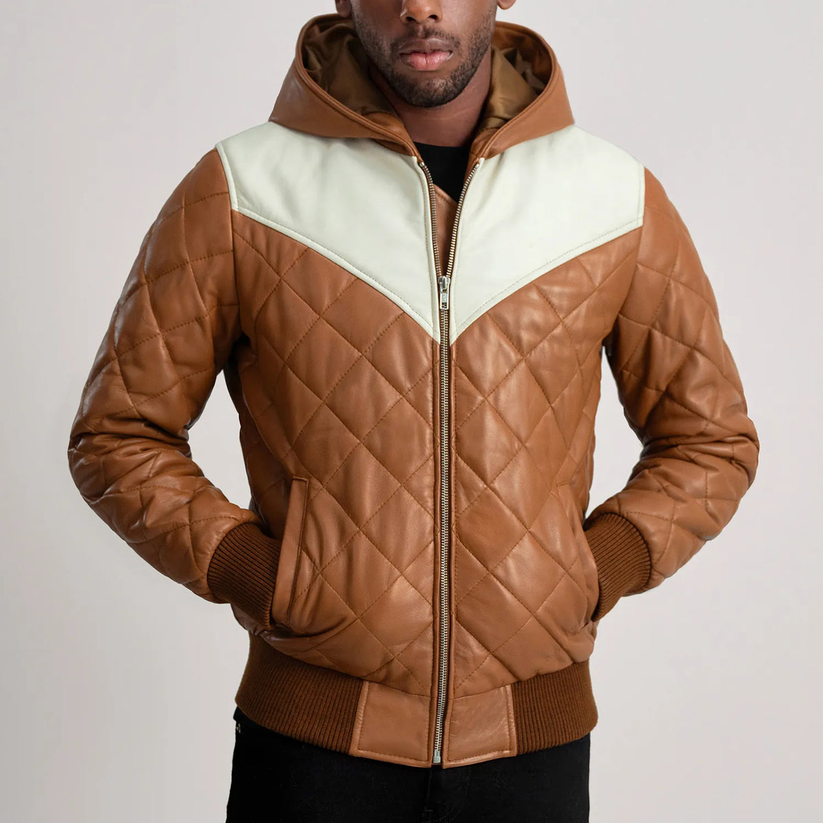 
Norman Läderjacka Ljusbrun Puffer Läderjacka för Herr – alternate product view 4