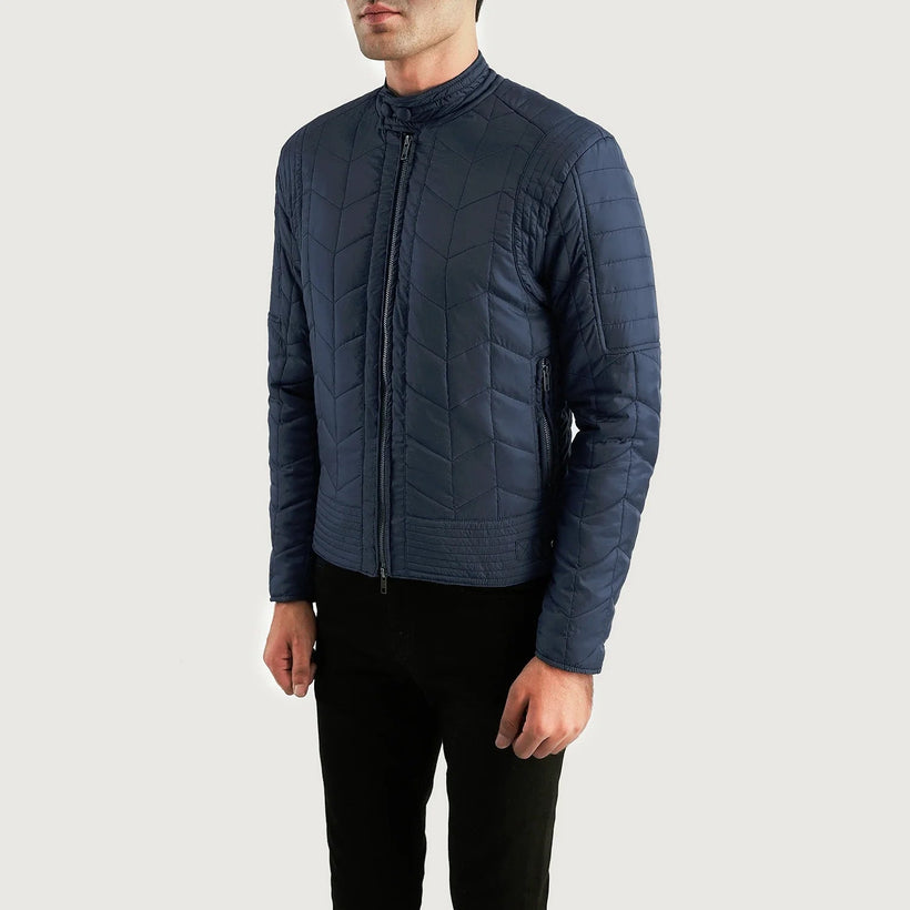 Nyle Quiltad Windbreaker Läderjacka för Herr