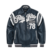 
Encrusted Varsity Läderjacka (Navy) för Dam