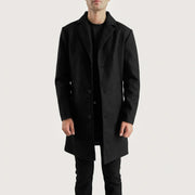 
Petrillo Svart Wool Single Breasted Läderrock för Herr in Black Synthetic Wool - Framifrån med skräddarsydd silhuett | Handla online