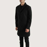 
Black Synthetic Wool Trench Coat - Bakifrån med perfekt axelpassform och ren fåll