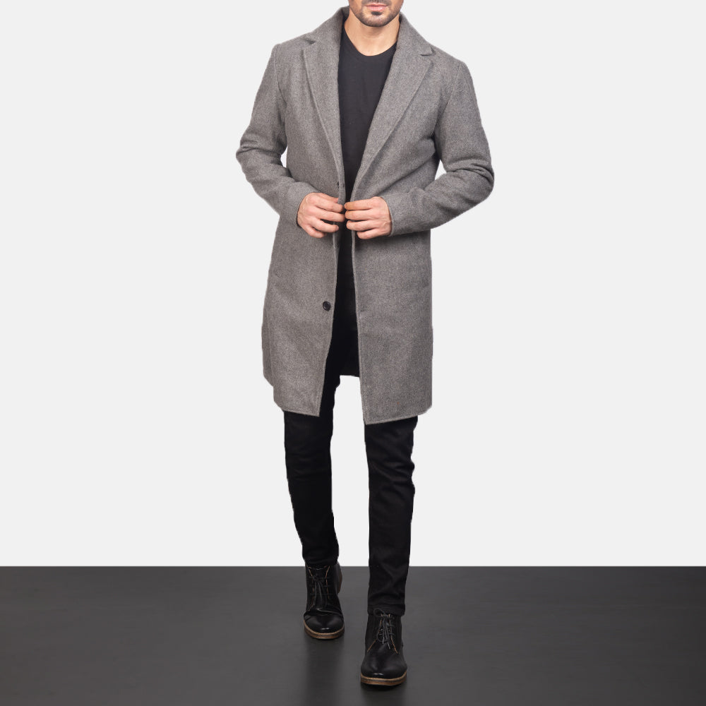 
Petrillo Grey Wool Single Breasted Läderrock för Herr in Grey Synthetic Wool - Framifrån med skräddarsydd silhuett | Handla online