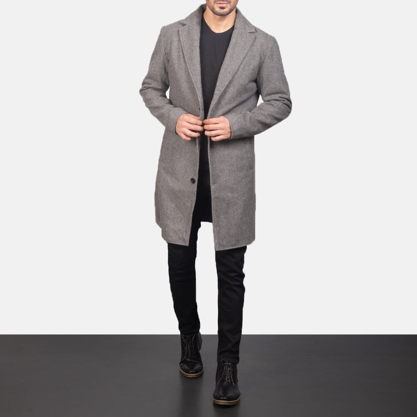 Petrillo Grey Wool Single Breasted Läderrock för Herr