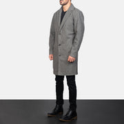 
Grey Synthetic Wool Trench Coat - Bakifrån med perfekt axelpassform och ren fåll