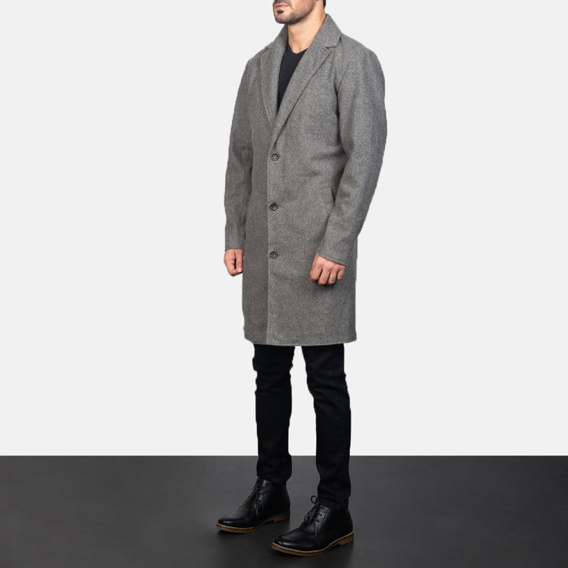 Petrillo Grey Wool Single Breasted Läderrock för Herr