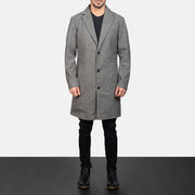 
Petrillo Grey Wool Single Breasted Läderrock för Herr - Sidoprofil som visar ärmskärning