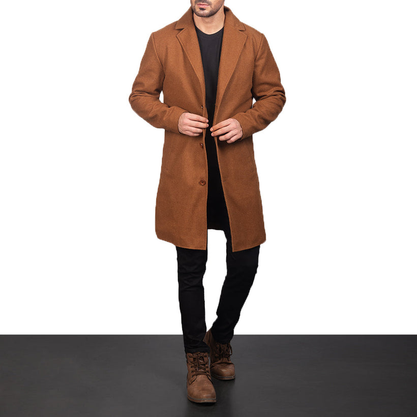 Petrillo Khaki Wool Single Breasted Läderrock för Herr
