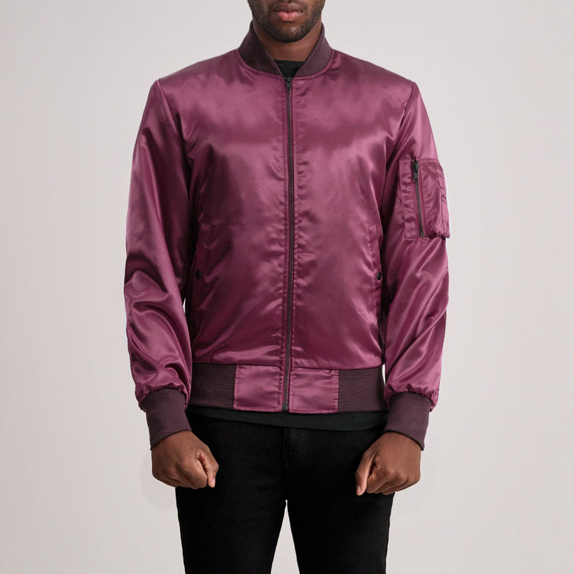 Quinton MA-1 Maroon Bomberjacka i Läder för Herr