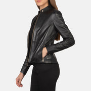 Rave Brun Bikerjacka i Läder för Dam – alternate product view 3
