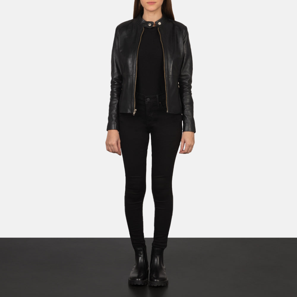 Rave Brun Bikerjacka i Läder för Dam – alternate product view 4