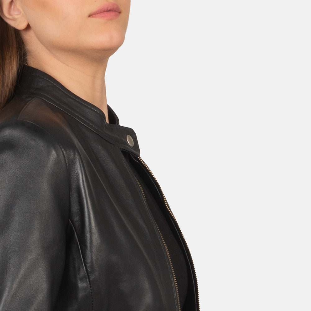 Rave Brun Bikerjacka i Läder för Dam – alternate product view 6