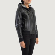 
Rebella Hooded Bomberjacka i Läder för Dam – alternate product view 2