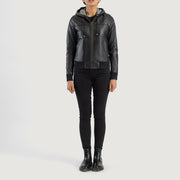 
Rebella Hooded Bomberjacka i Läder för Dam – alternate product view 3