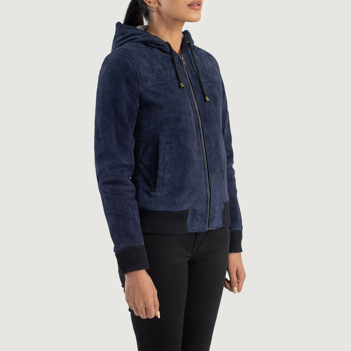
Rebella Hooded Bomberjacka i Läder för Dam – alternate product view 2